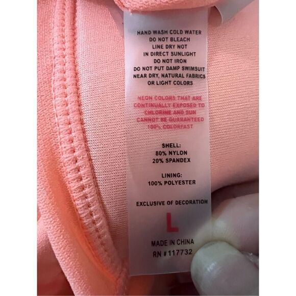 ZeroXposur Halter Swim Dress Built In Bra Neon Orange Grey Sun Protection Size L - Picture 11 of 13